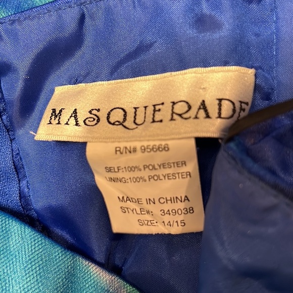 167 MASQUERADE Dress Green and Blue Prom / Evening Wear Formal - Picture 3 of 9